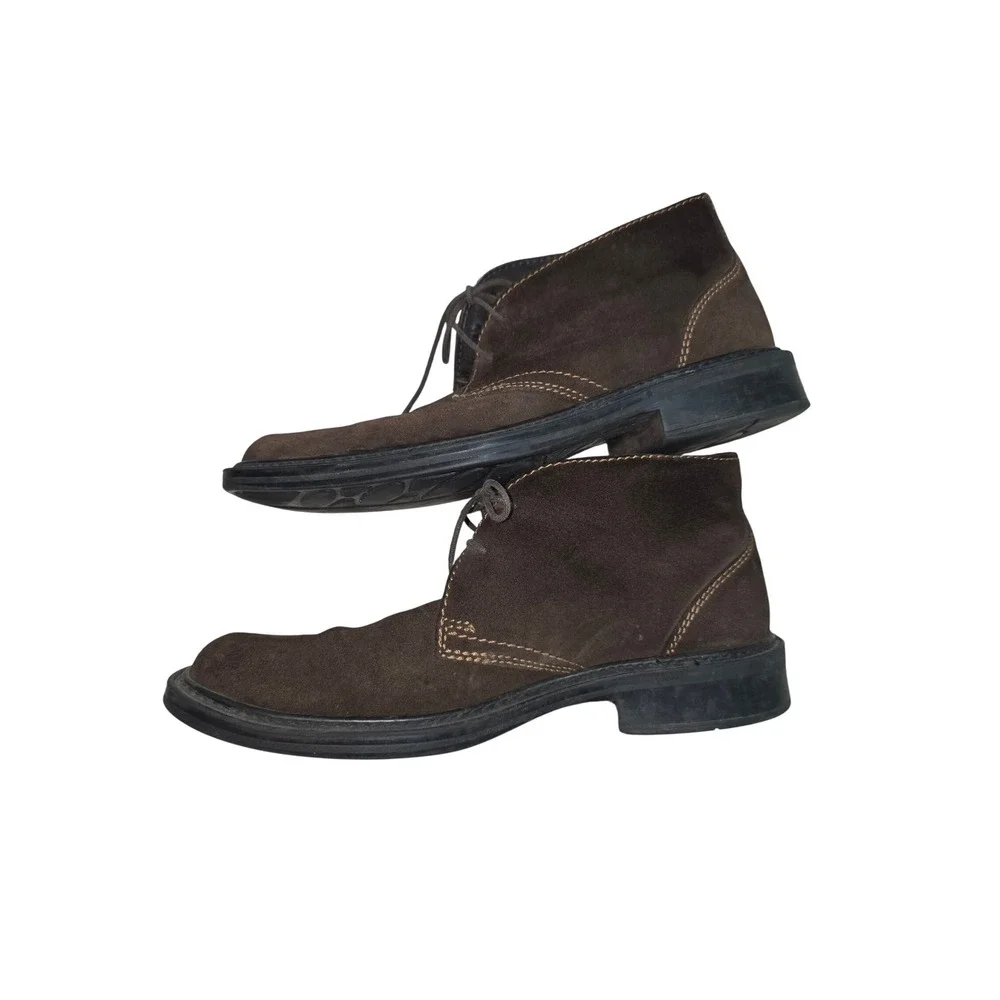 Natha Studio Mens Brown Suede Chukka Boots 520054 Square Toe Lace Up Size 9.5